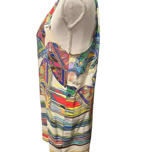 Amanda Uprichard Silk Chain Neck Halter Shift Dress Boho Butterflies Large - Picture 3 of 15
